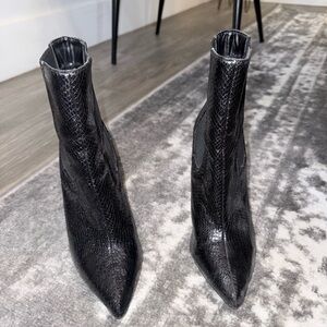 Fashion Nova Black Textured Ankle Booties